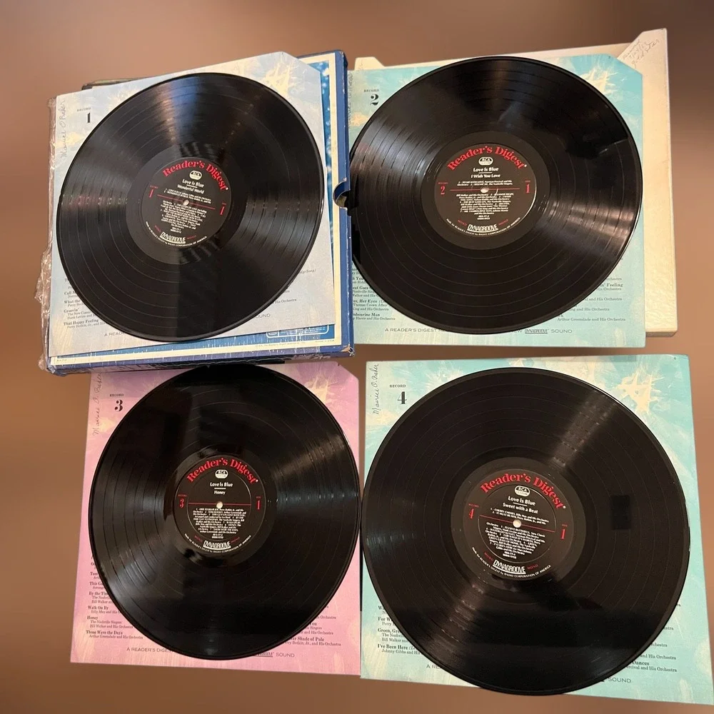 VTG 1969 Love Is Blue Vinyl Records Box Set Reader's Digest Blue 4 LP USA EUC - Picture 7 of 16